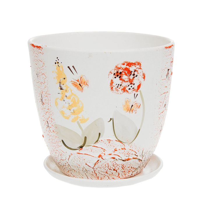 Кашпо "Лето" белое, высокое овальное 2,6 л