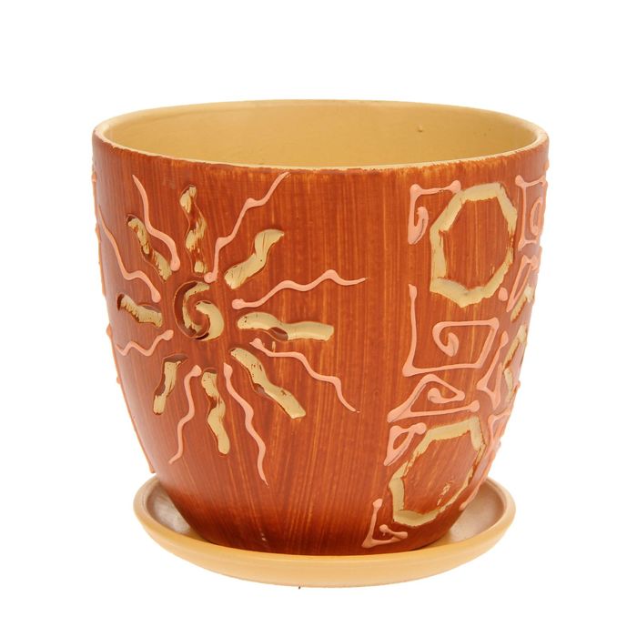 Кашпо "Этно" солнце, высокое овальное 2,6 л