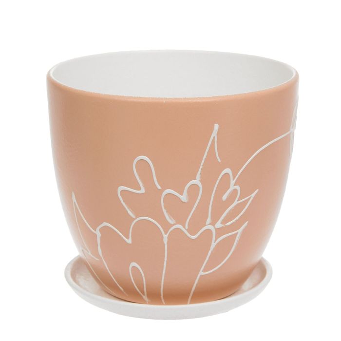 Кашпо "Кураж" бежевое, высокое овальное 2,6 л