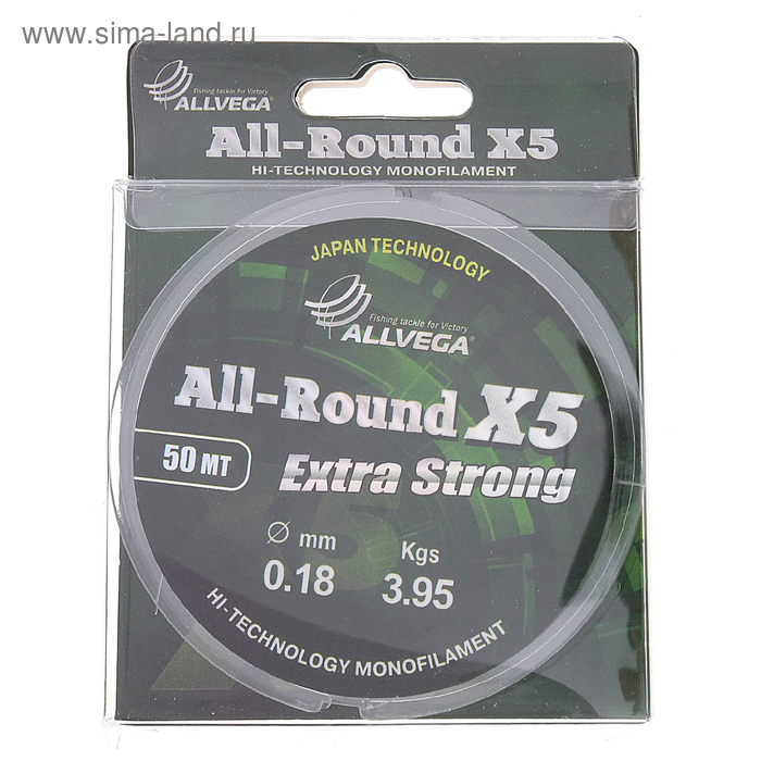 Леска Allvega All-round X5 0,18 мм, 50 м