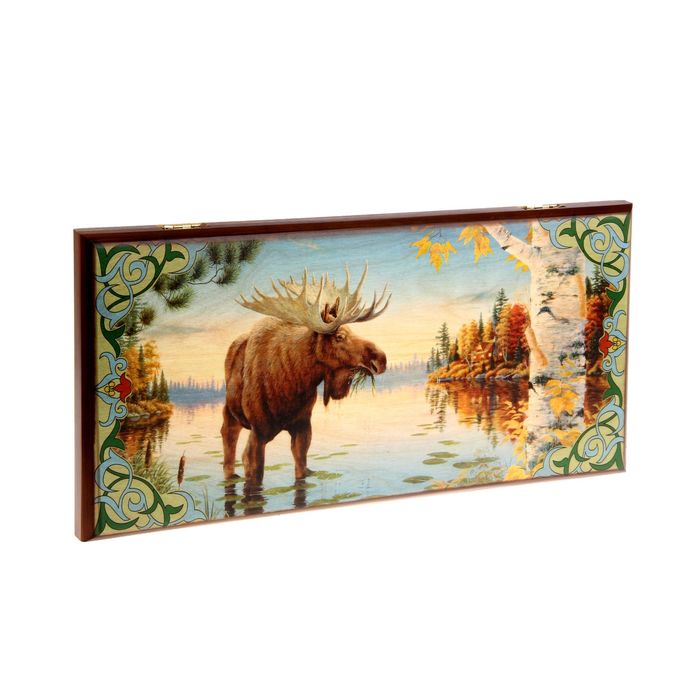 Нарды-шашки "Лось" (доска дерево 50х50 см)