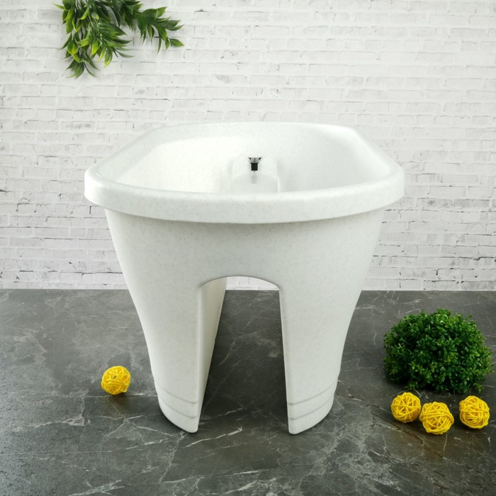 Кашпо на перила 60 см (18 л), цвет белый мрамор