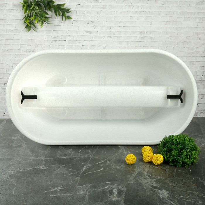 Кашпо на перила 60 см (18 л), цвет белый мрамор