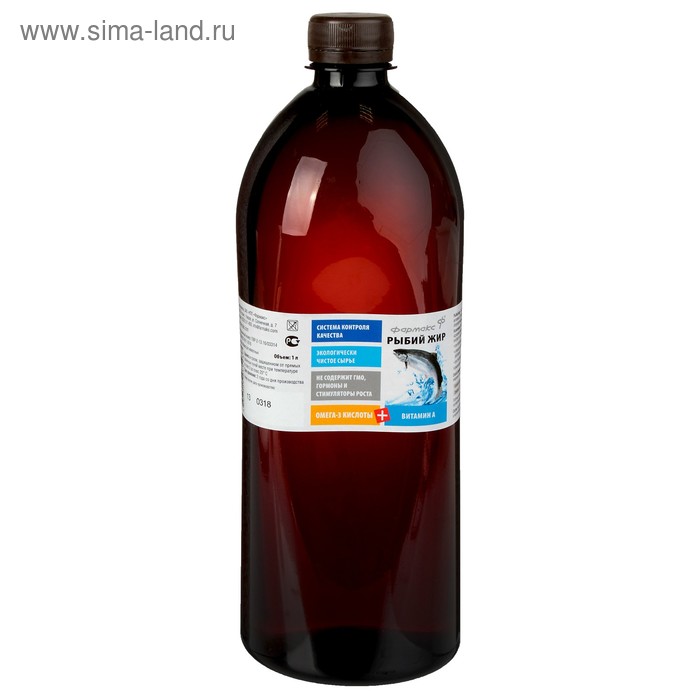 Жир из рыбы и морских млекопитающих, 1 л