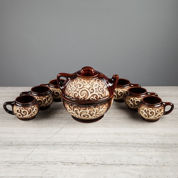 Набор чайный "Восток" заварник 0,7 л, сахарница 0,7 л, 6 чашек 0,2 л