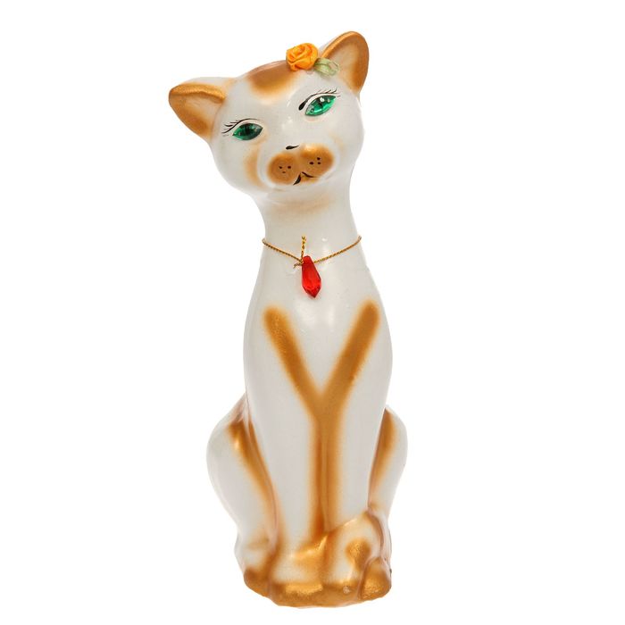 Копилка "Кошка Алиса" малая, глянец, бело-золотая