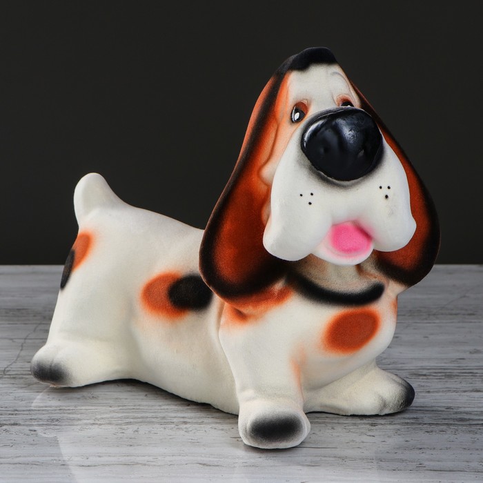 Копилка "Бассет-хаунд" флок, белая