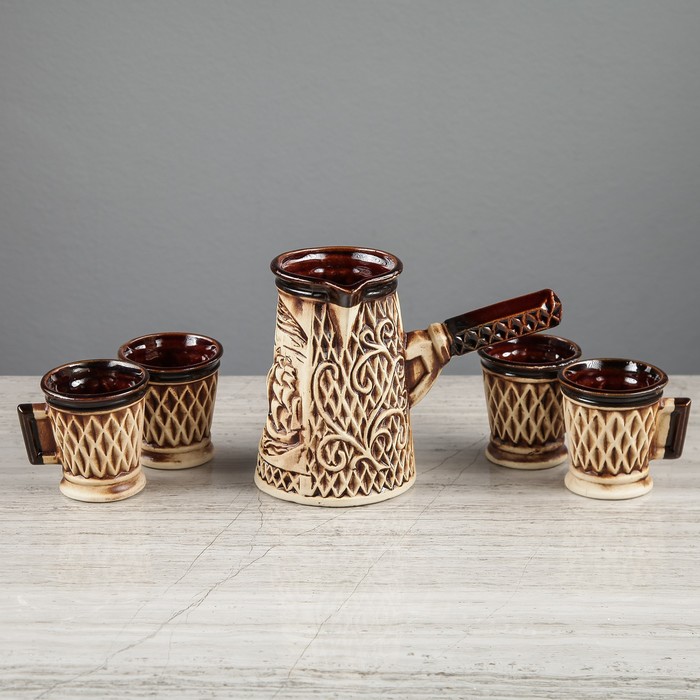 Набор для кофе "Морской" 5 предметов, 0,5 л, кружки 150 мл