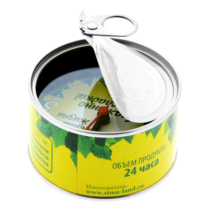 Часы-магнит в консервной банке "Временель - минуты радости"