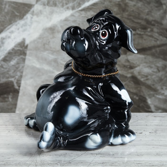 Копилка "Пес Толстопуз" большая, глянец, чёрная