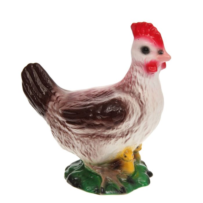 Садовая фигура "Курица с цыплёнком" бело-коричневая