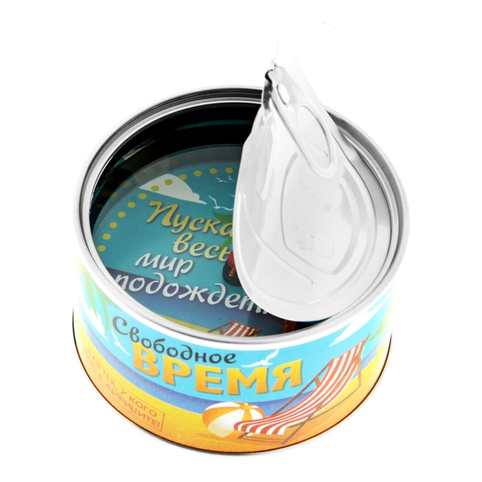 Часы-магнит в консервной банке "Свободное время"