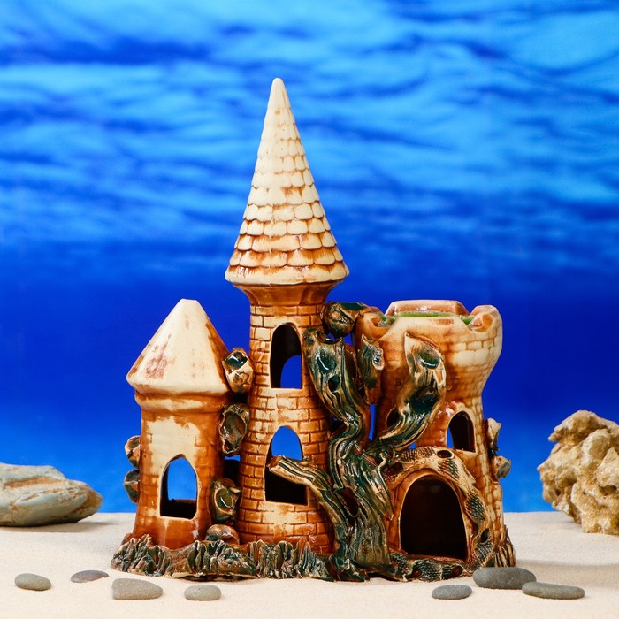 Декорации для аквариума "Замок средний тройной" глянец