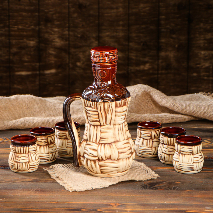 Штоф с рюмками "Береста" 7 предметов, 1,2 л