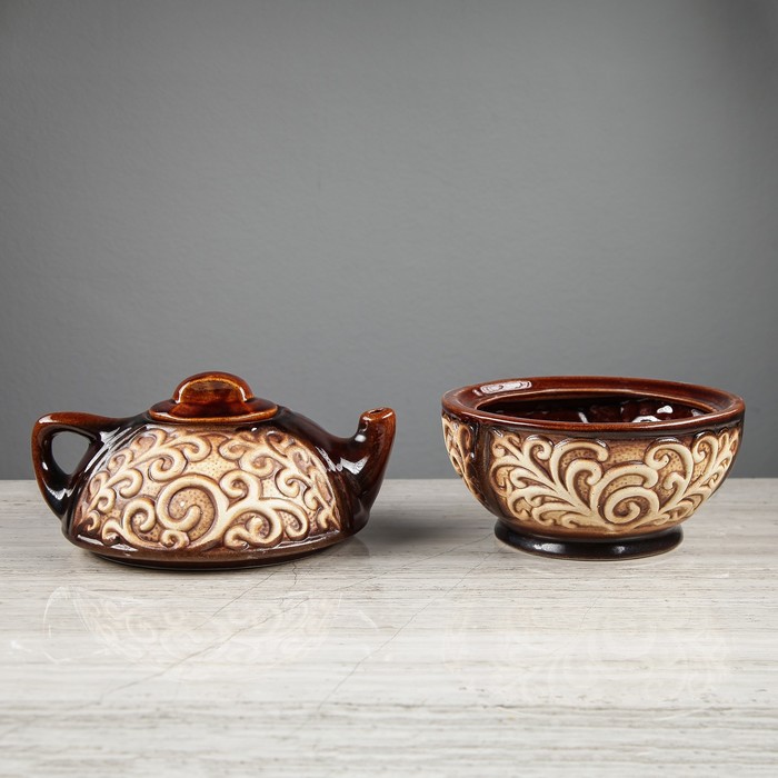 Чайный набор "Восток", 2 предмета, чайник, сахарница, 0,7 л