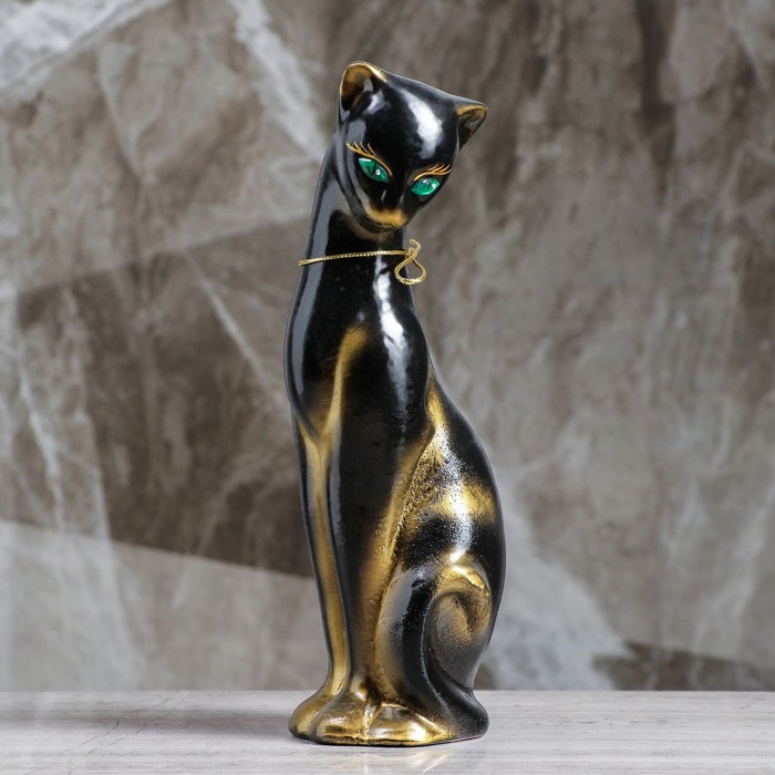 Копилка "Багира" малая, глянец, чёрно-золотая