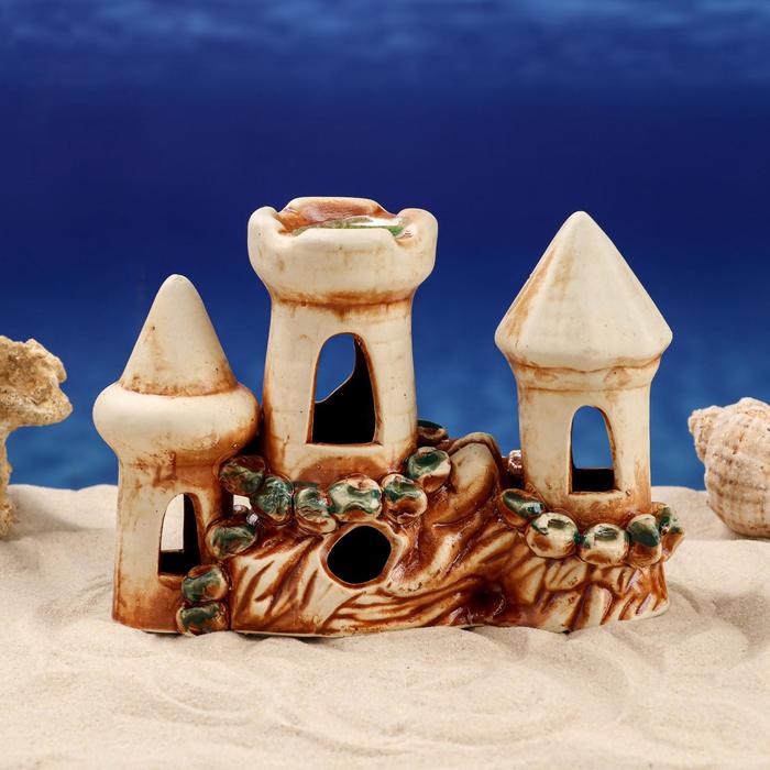 Декорации для аквариума "Замок плоский" микс