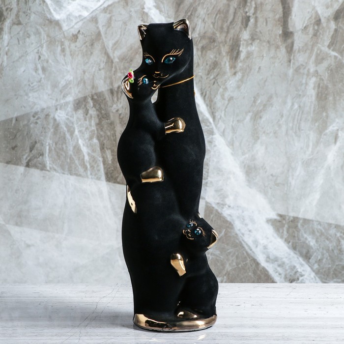 Копилка "Багира мама" средняя, флок, булат, чёрная