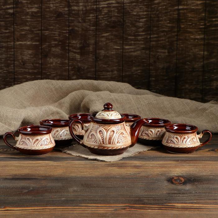 Набор чайный 7 предметов: чайник 1 л, кружки 0,2 л