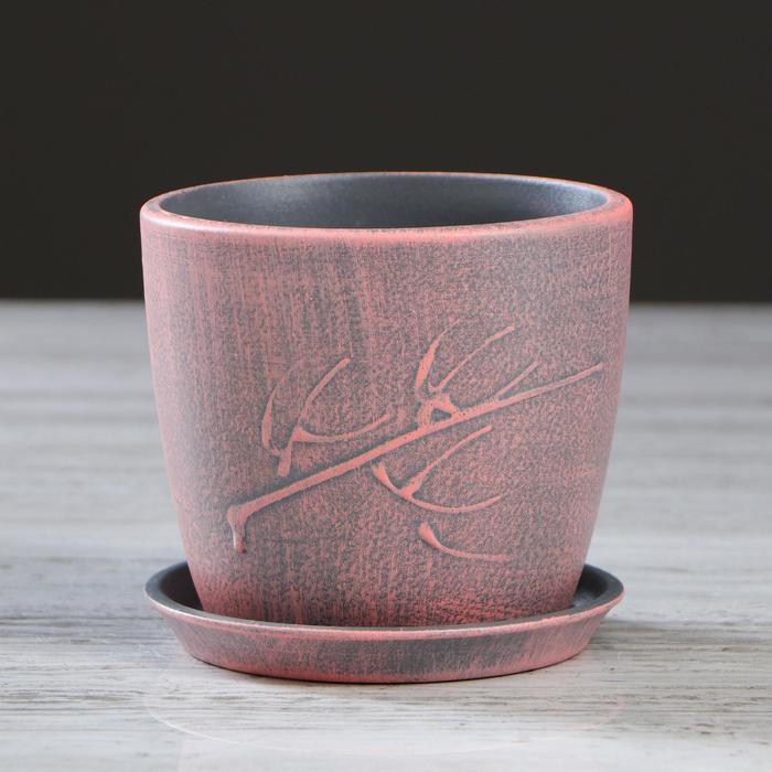 Кашпо "Осень" розовое, патина, 0,5 л