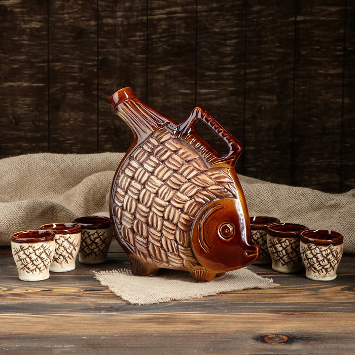 Штоф с рюмками "Рыба" 7 предметов, 2 л