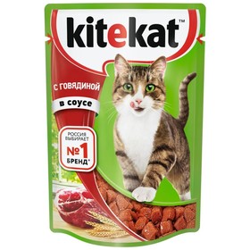 Влажный корм KiteKat для кошек, говядина в соусе, пауч, 85 г Ош