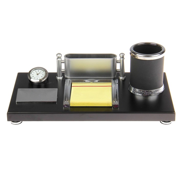 Набор настольный «Классика»: часы, подставка для ручек, визитница, блок для бумаги