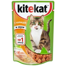 Влажный корм Kitekat для кошек, курица в соусе, пауч 85 г Ош