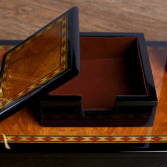 Набор настольный «Роскошь»: блок для бумаги, часы, подставка для ручек, визиток, нож, лупа, ручка