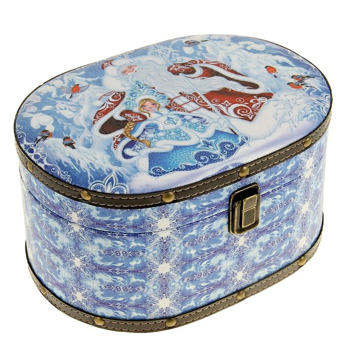 Шкатулка "Дед Мороз со Снегурочкой в зимнем лесу"