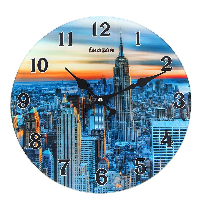 Часы настенные из стекла "Закат в Нью Йорке"