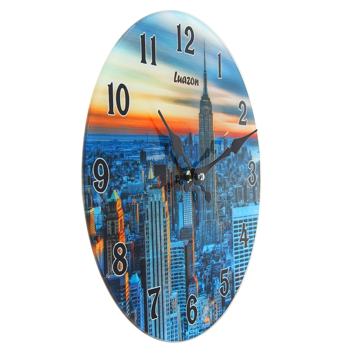 Часы настенные из стекла "Закат в Нью Йорке"