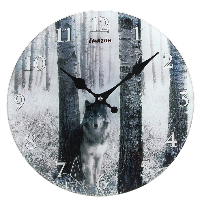 Часы настенные из стекла "Волк на охоте"