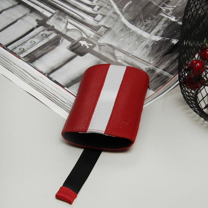 Чехол Time для телефона, с ремешком, размер 2, цвет красный/белый