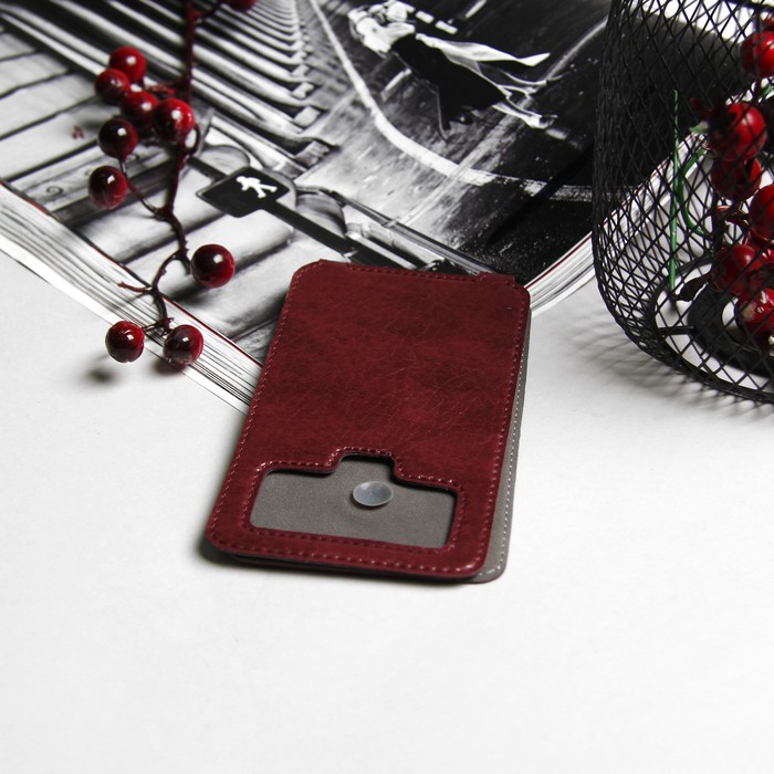 Чехол раскладной "Norton" для телефона, 3"-3.5", на клейкой основе, цвет бордовый