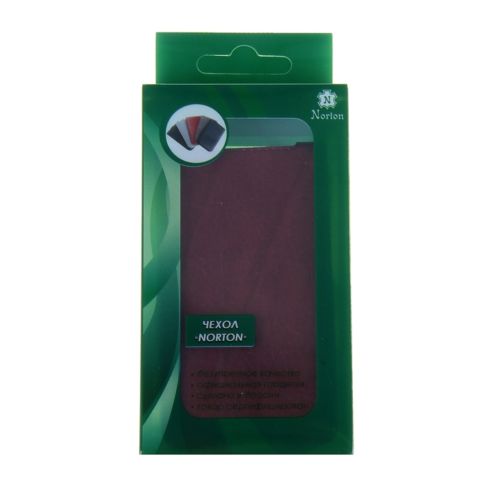 Чехол раскладной "Norton" для телефона, 3"-3.5", на клейкой основе, цвет бордовый