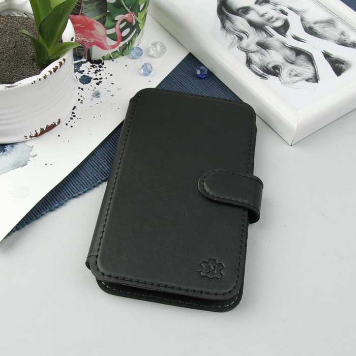 Чехол-книжка "Norton" ультратонкий 4,3"-4,8" для Samsung, на клеевой основе, чёрный