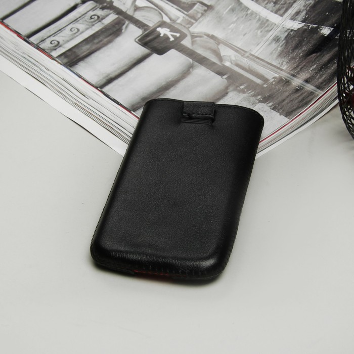 Чехол Time для телефона, с ремешком, размер 13, цвет чёрный/красный