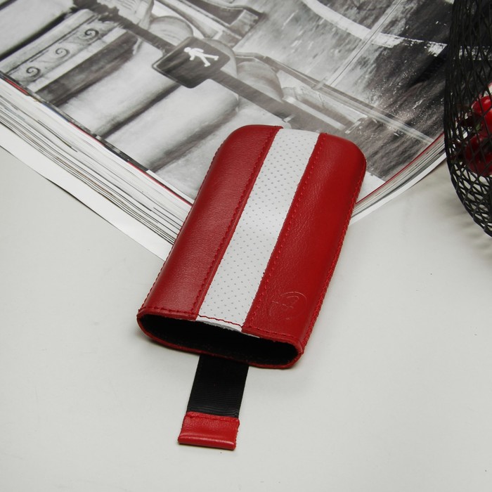 Чехол Time для телефона, с ремешком, размер 4, цвет красный/белый