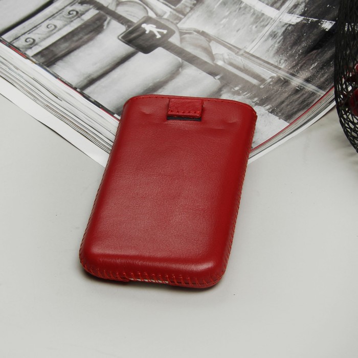 Чехол Time для телефона, с ремешком, размер 13, цвет красный/белый