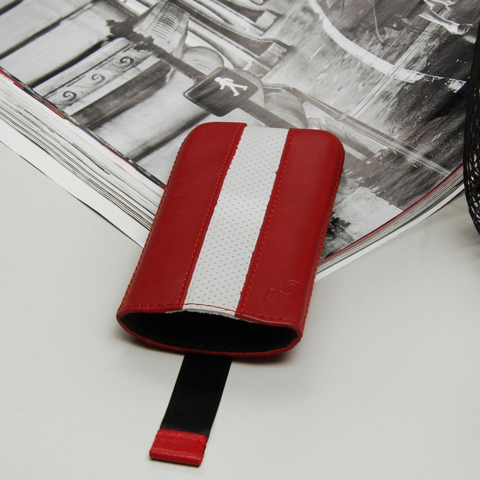 Чехол Time для телефона, с ремешком, размер 13, цвет красный/белый