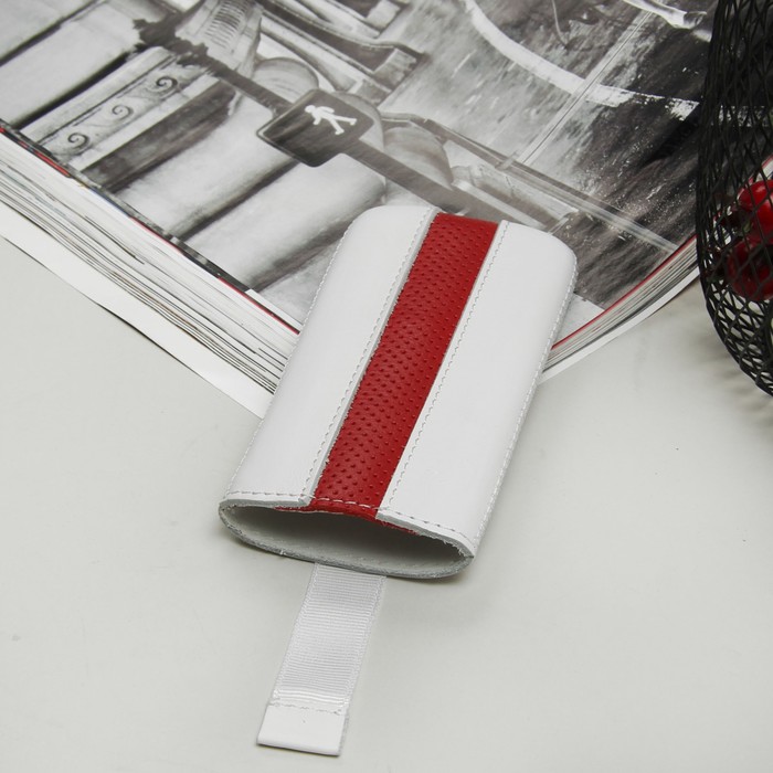 Чехол Time для телефона, с ремешком, размер 5, цвет белый/красный