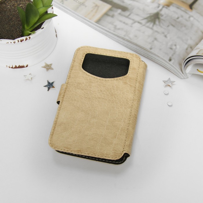 Чехол-книжка "Norton" для телефона Samsung, 4,3"-4,8", на клейкой основе, цвет бежевый