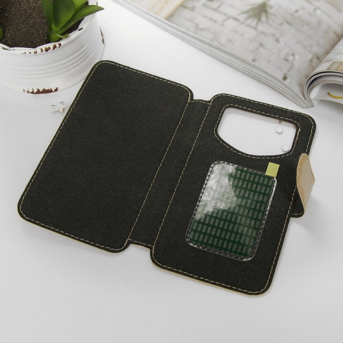 Чехол-книжка "Norton" для телефона Samsung, 4,3"-4,8", на клейкой основе, цвет бежевый