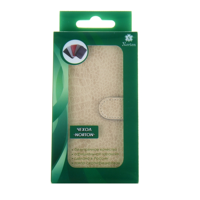 Чехол-книжка "Norton" для телефона Samsung, 4,3"-4,8", на клейкой основе, цвет бежевый