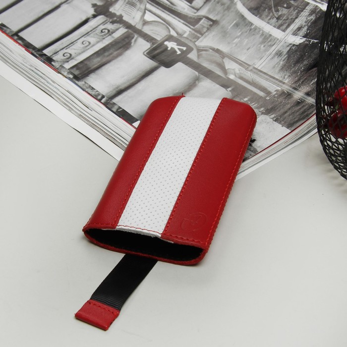 Чехол Time для телефона, с ремешком, размер 12, цвет красный/белый