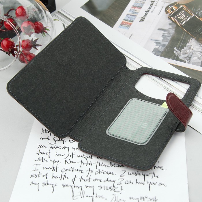 Чехол-книжка Norton для телефона, 4.9"-5.2", на клейкой основе, цвет бордовый