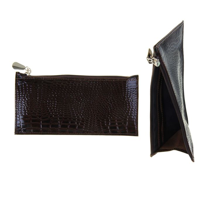 Кошелёк женский на молнии, 1 отдел для купюр, для монет, для кредитных карт, цвет коричневый