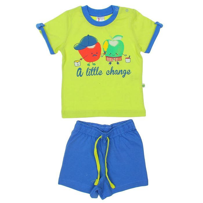 Комплект ясельный &quot;Фруктовые перемены&quot;, рост 68 см (44), цвет салатовый/синий