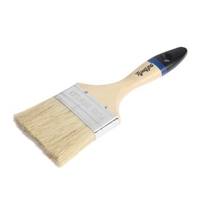 Кисть плоская TUNDRA, натуральная щетина, деревянная ручка, 3", 75 мм